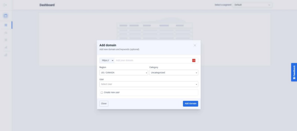 Add the domain whose keywords you wish to monitor on TrackRight.