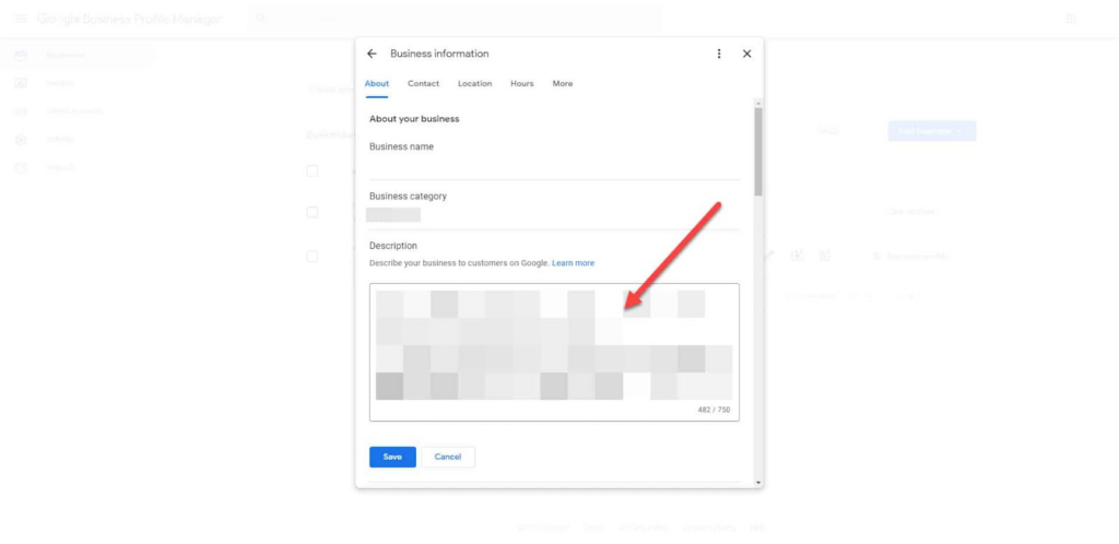 Enter your keywords in your Google Business Profile's description.