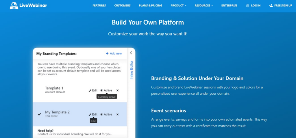 Live Webinar Features Screenshot of LiveWebinar's homepage