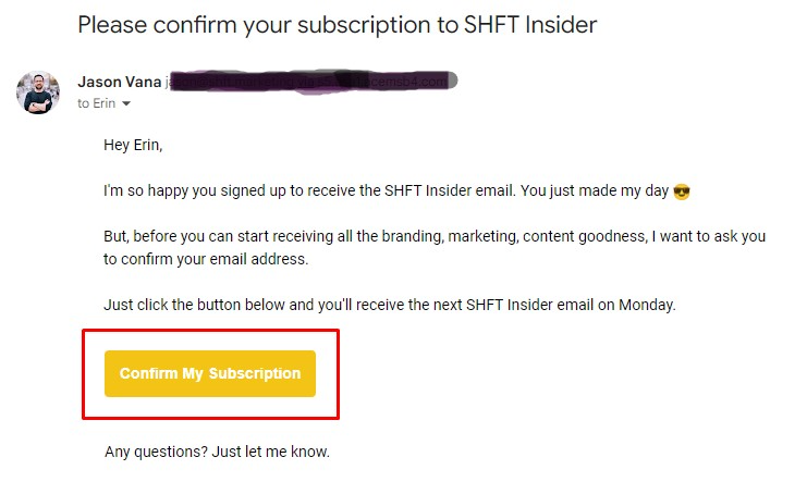 Example of double opt-in
